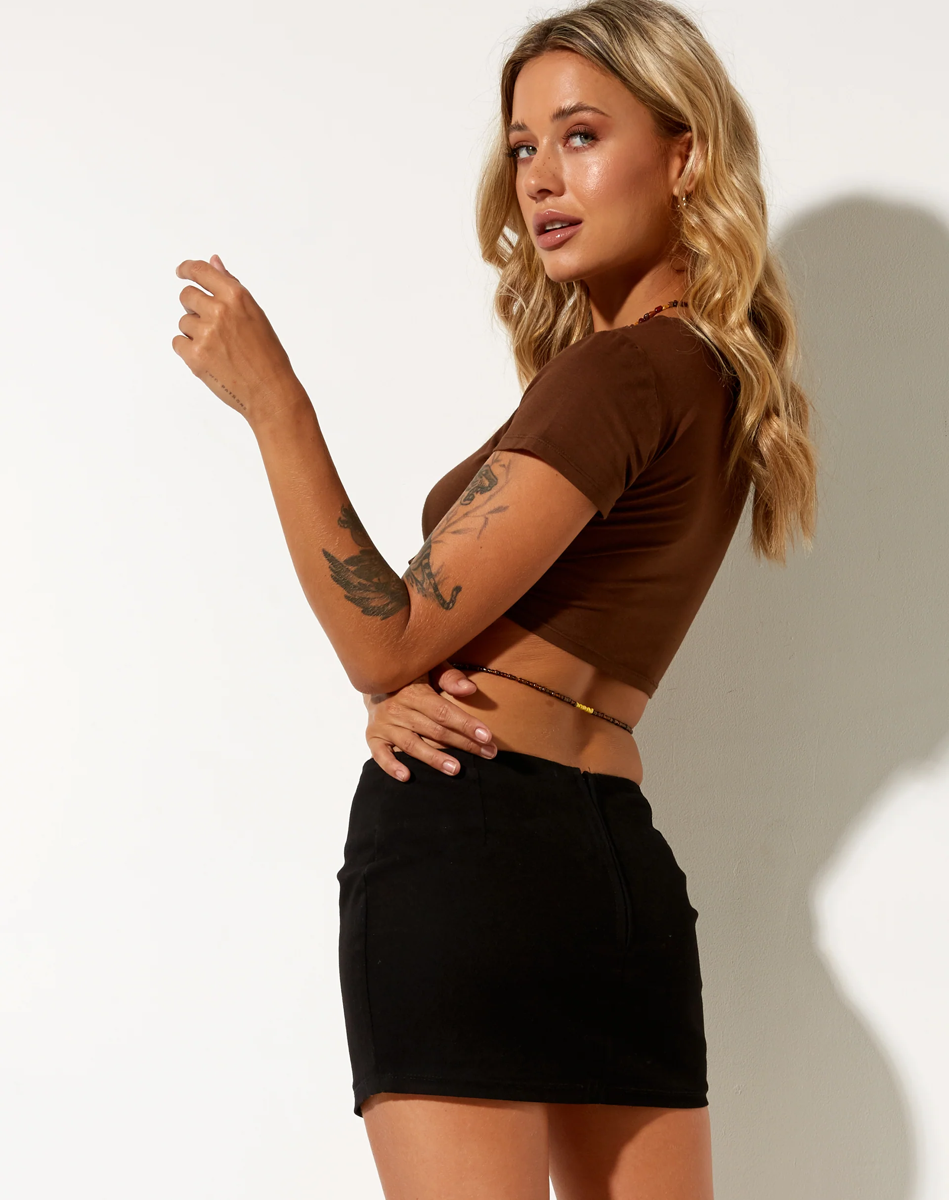 Tindy Crop Top in Cocoa Brown Yin and Yang - Image 2