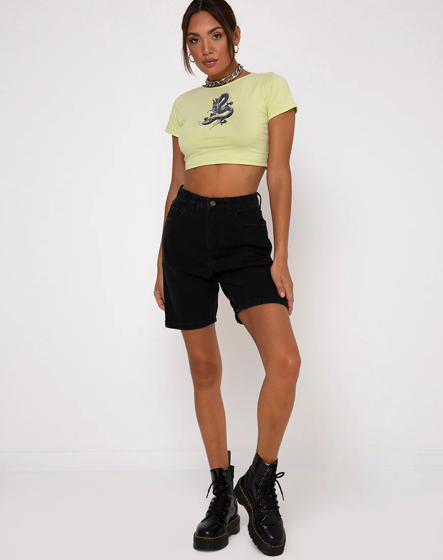 Tindy Crop Top in Pistachio Dragon Embro - Image 3
