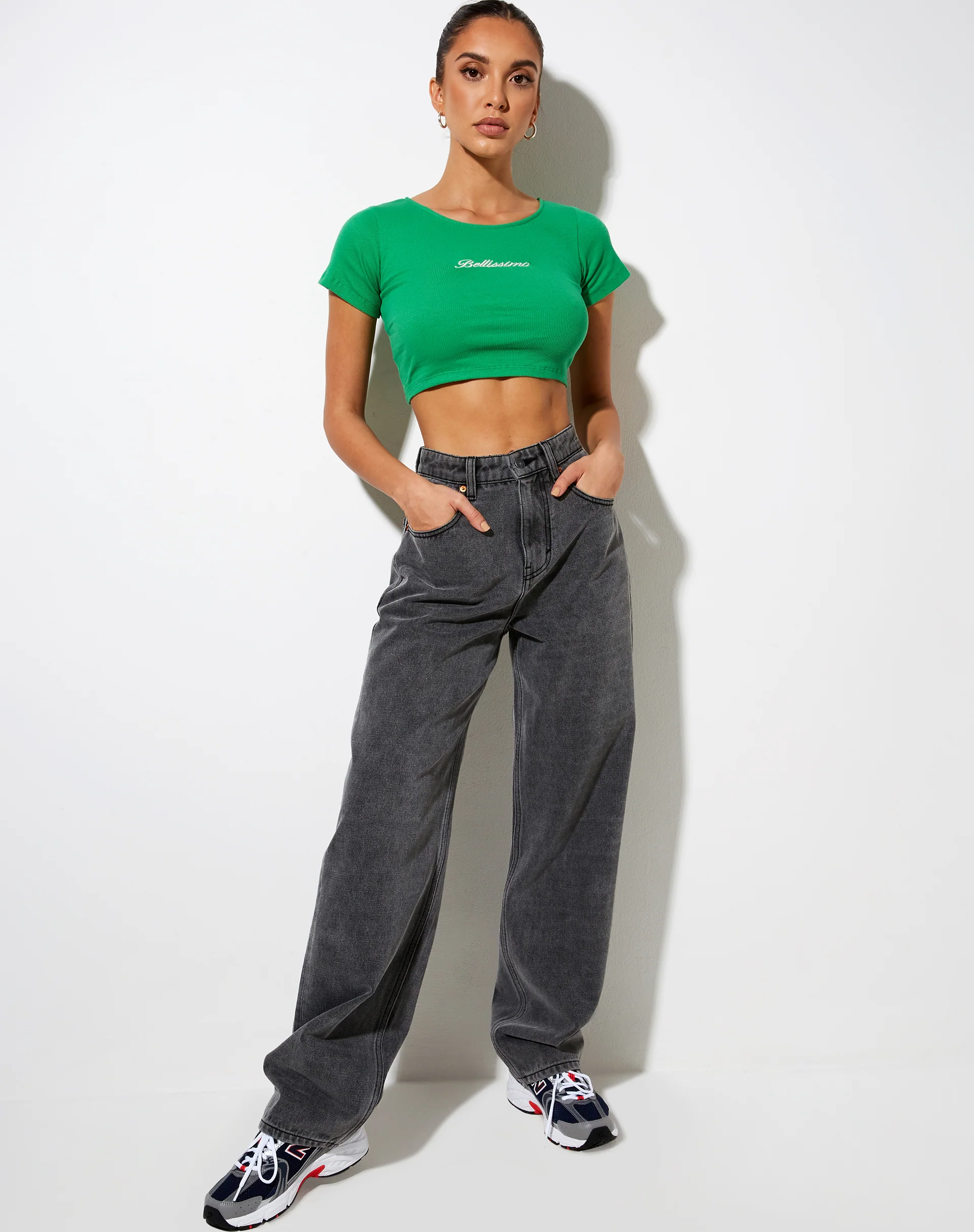 Tindy Crop Top in Rib Fun Green Bellissimo - Image 4