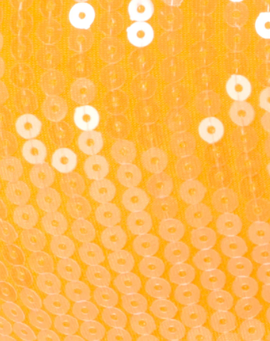 Tindy Crop Top in Tangerine with Clear Sequin - Image 5