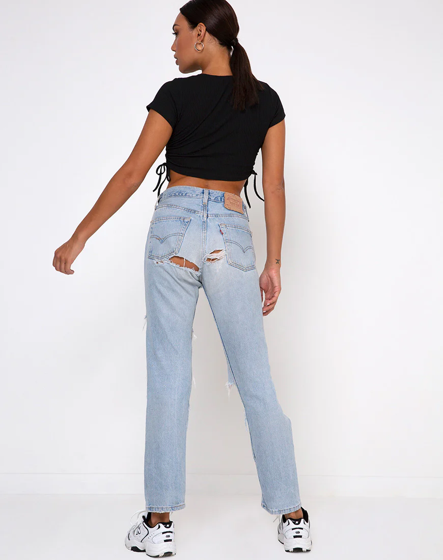 Tiner Crop Top in Rib Black - Image 3