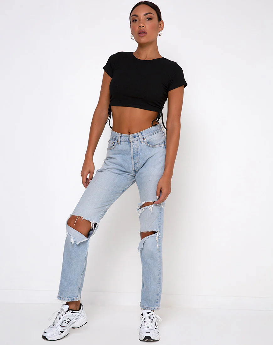 Tiner Crop Top in Rib Black - Image 4