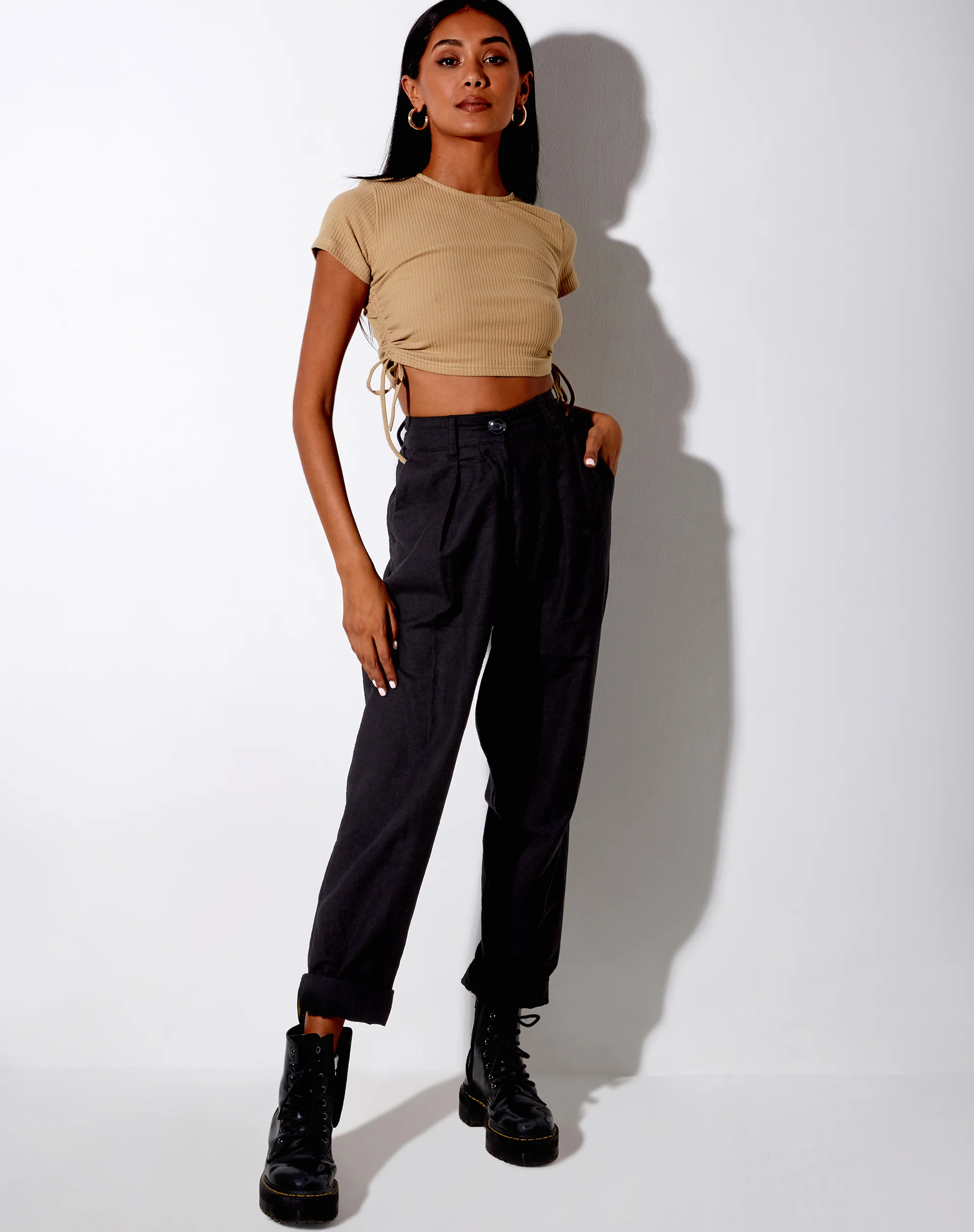 Tiner Crop Top in Rib Cocoa - Image 3