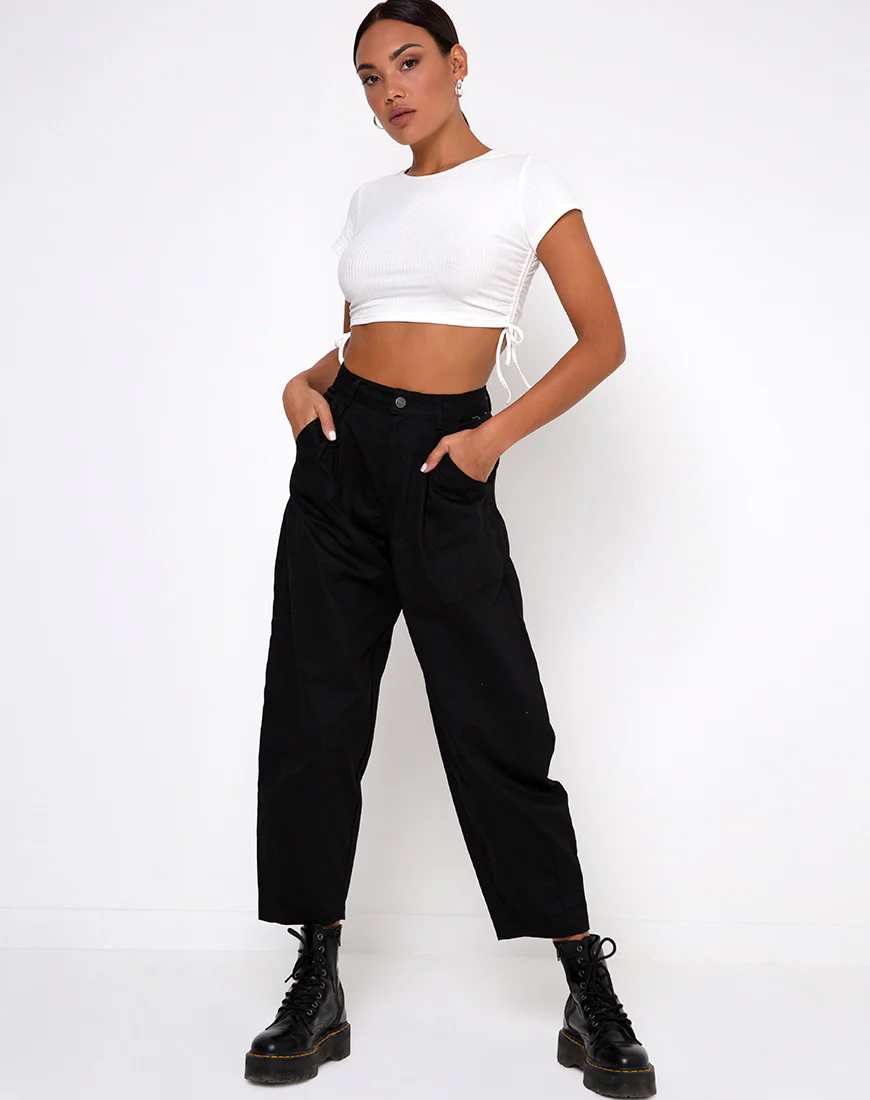 Tiner Crop Top in Rib Ivory - Image 3