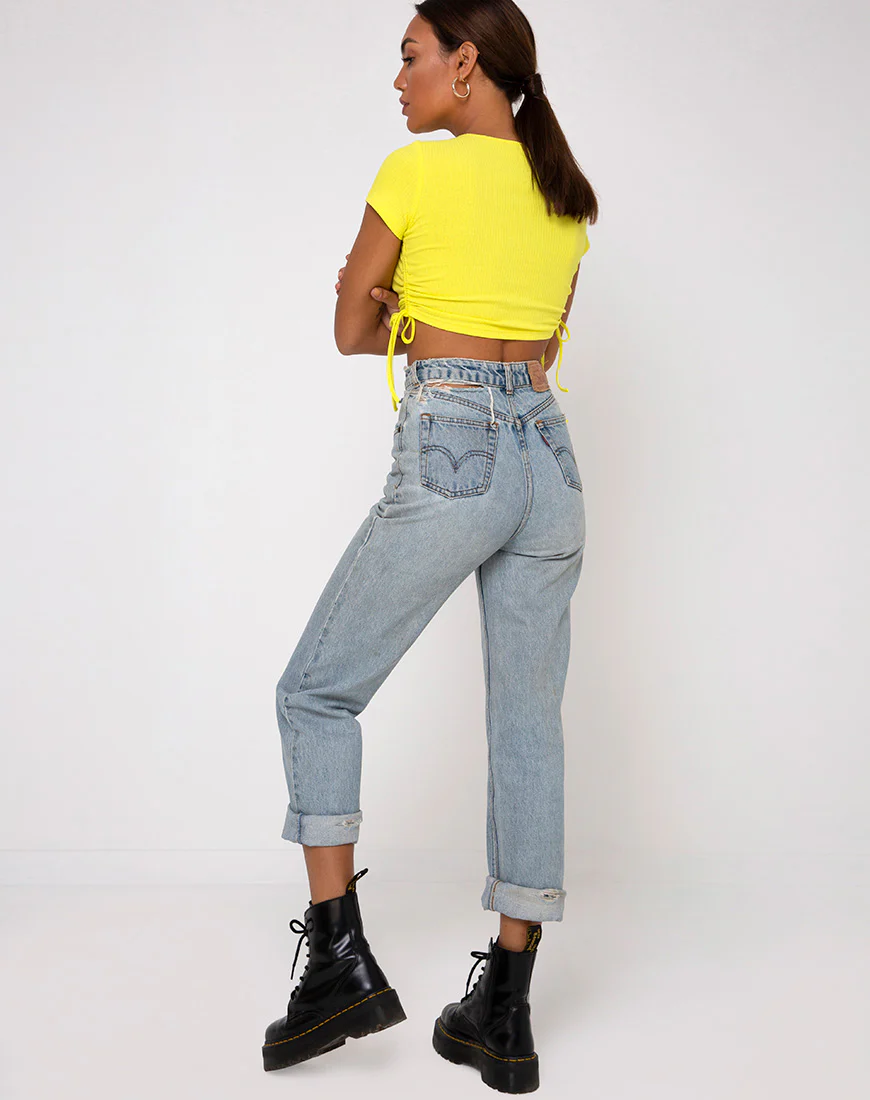 Tiner Crop Top in Rib Sunny Yellow - Image 3