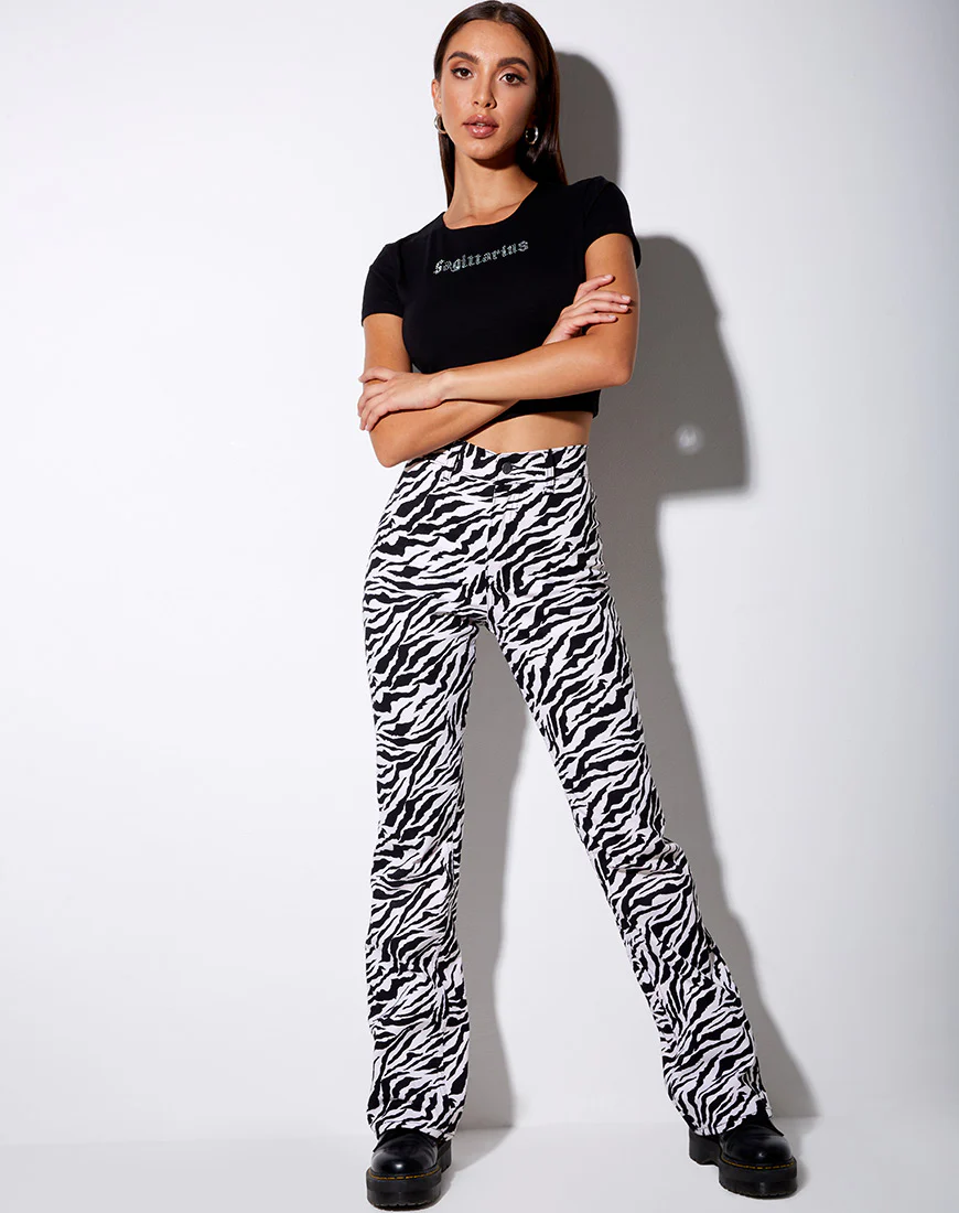 Tiney Crop Tee in Black 'Sagittarius' Diamante - Image 3