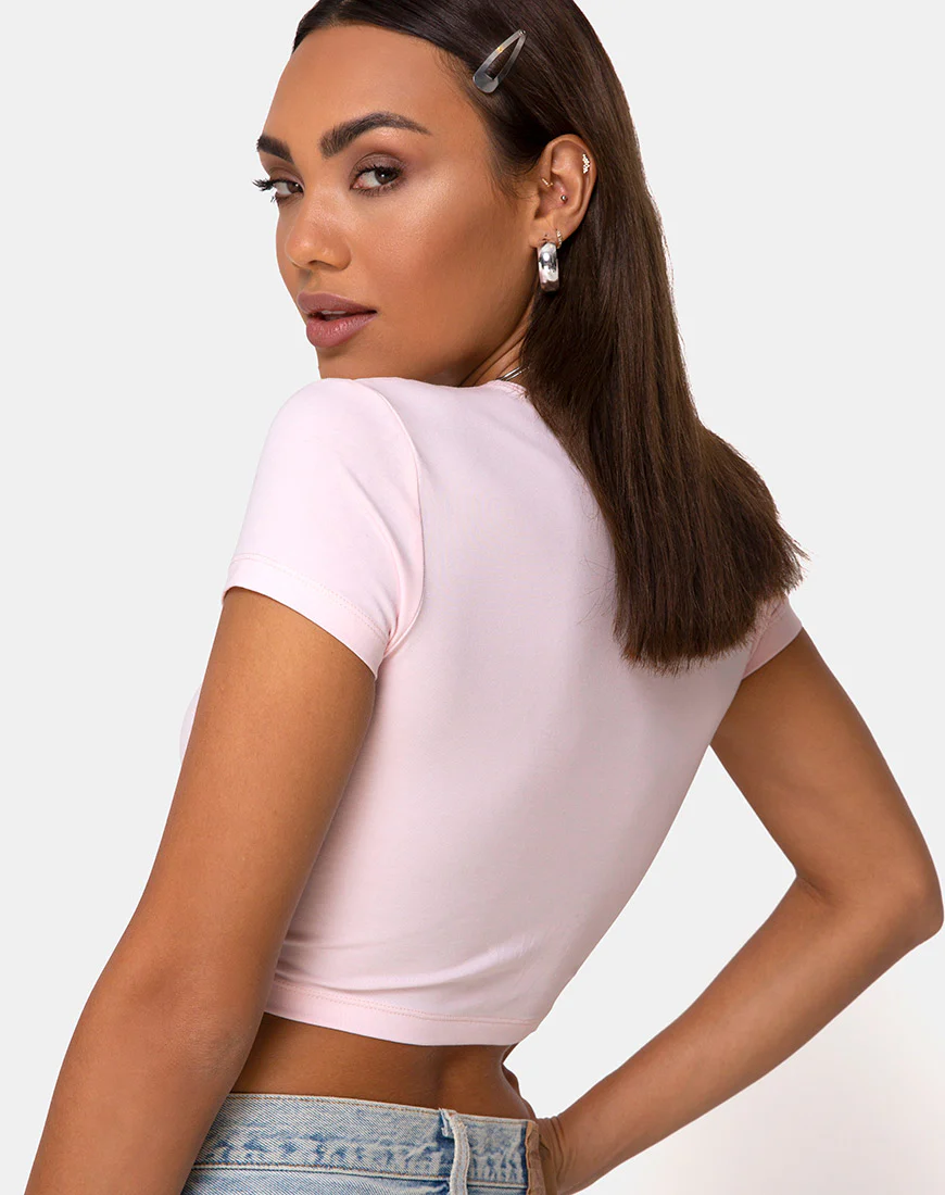 Tiney Tee in Pale Pink with Angel Diamante - Image 2