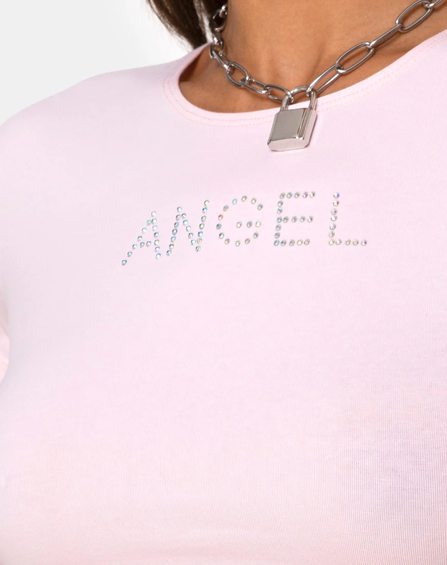 Tiney Tee in Pale Pink with Angel Diamante - Image 5