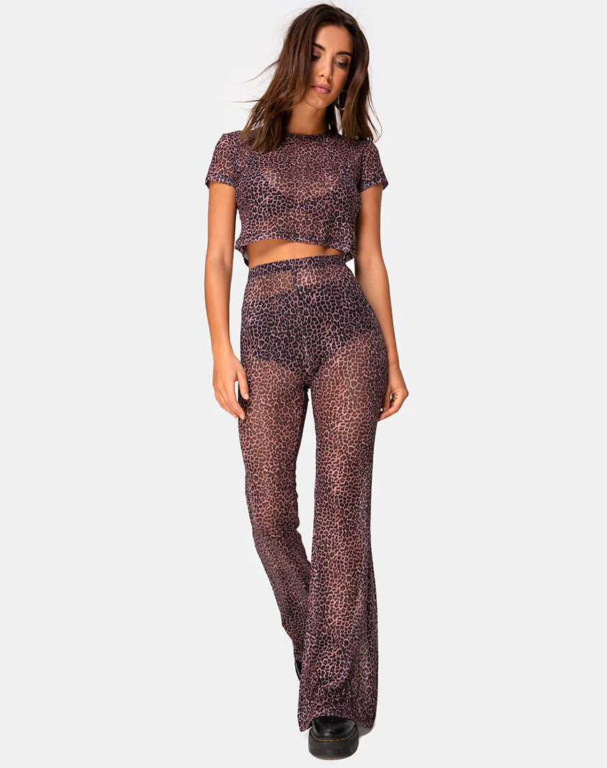 Tiney Crop Top Tee in Rar Leopard Mesh - Image 3