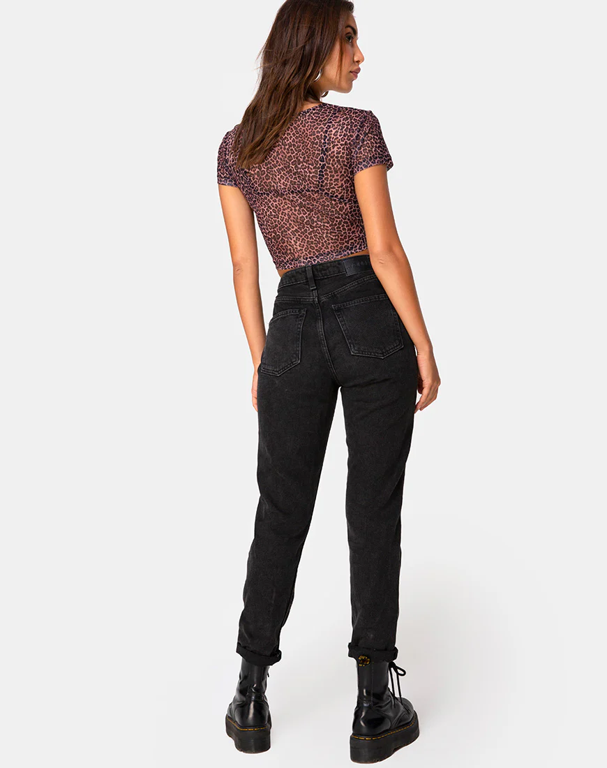 Tiney Crop Top Tee in Rar Leopard Mesh - Image 4