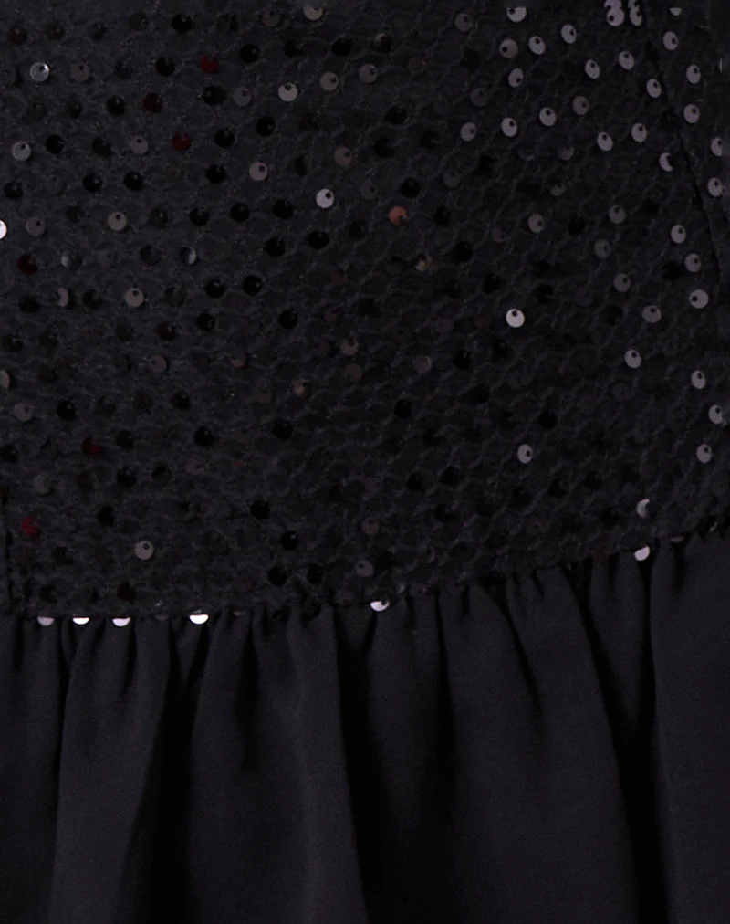 Tinosa Corset Dress in Ruffle Sequin Black - Image 5