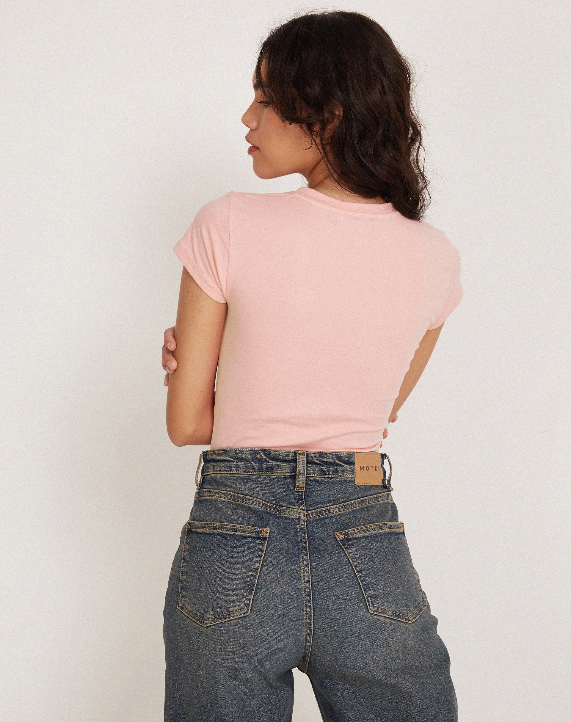 Tiona Cropped Tee in Peony Pink Bunny - Image 2