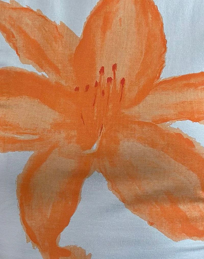 Tiona Tee in Blue with Orange Painted Flower - Image 6
