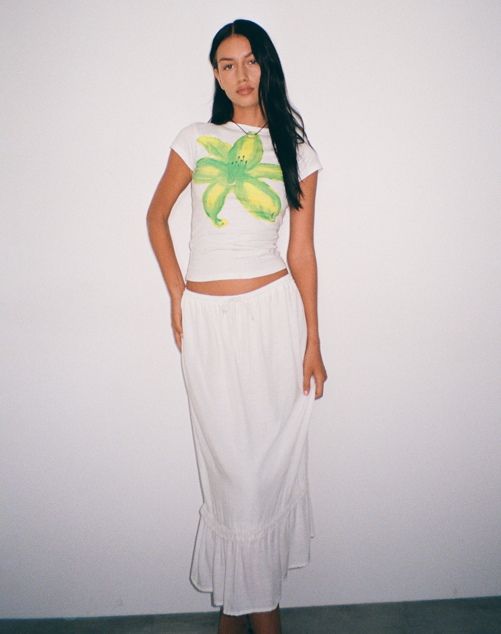 Tiona Printed Tee in Summer Flower Lime - Image 2