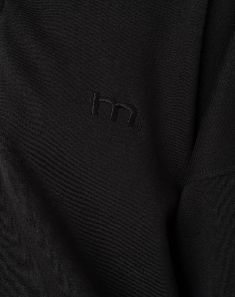 Tirma High Neck Jumper in Tonal Black with M Embroidery - Image 6