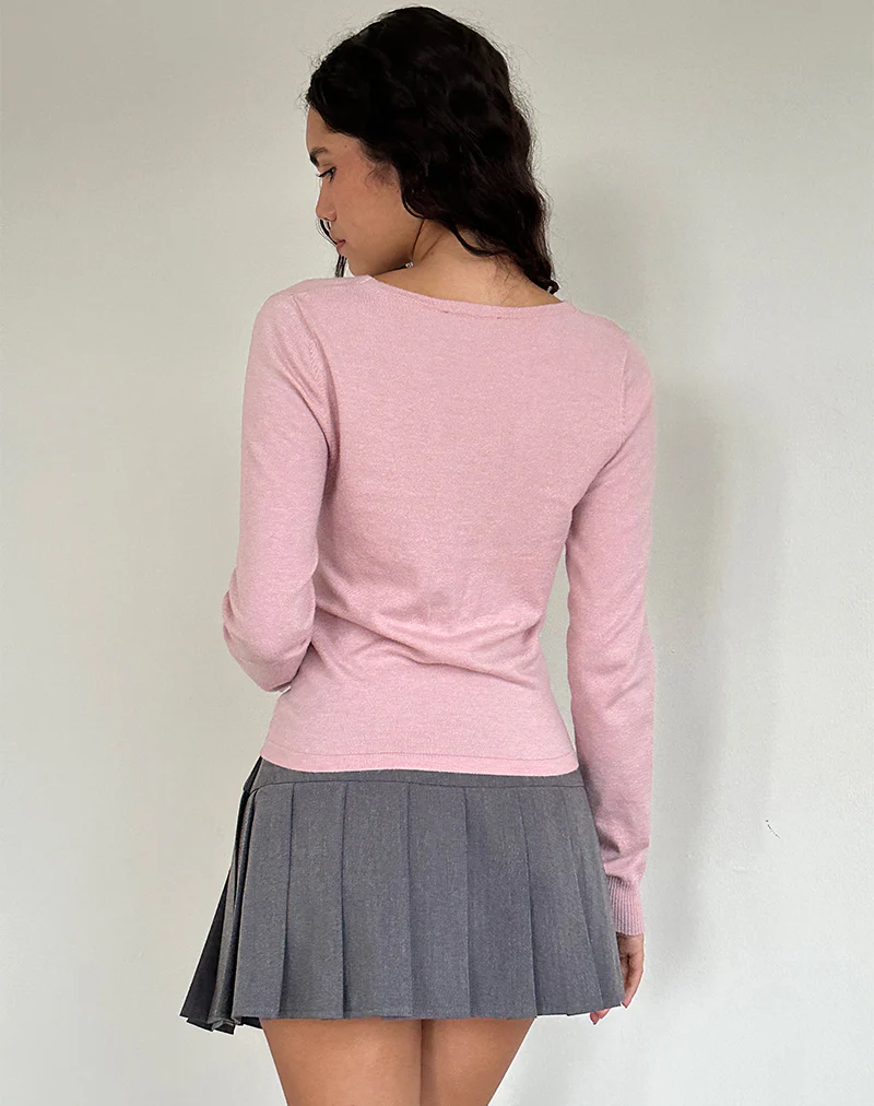 Tirzah Brushed Knit Top in Pink - Image 3