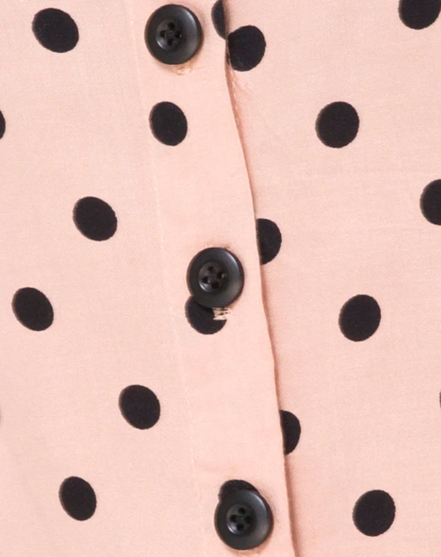 Tisha Babydoll Dress in New Polka Nude Black - Image 5