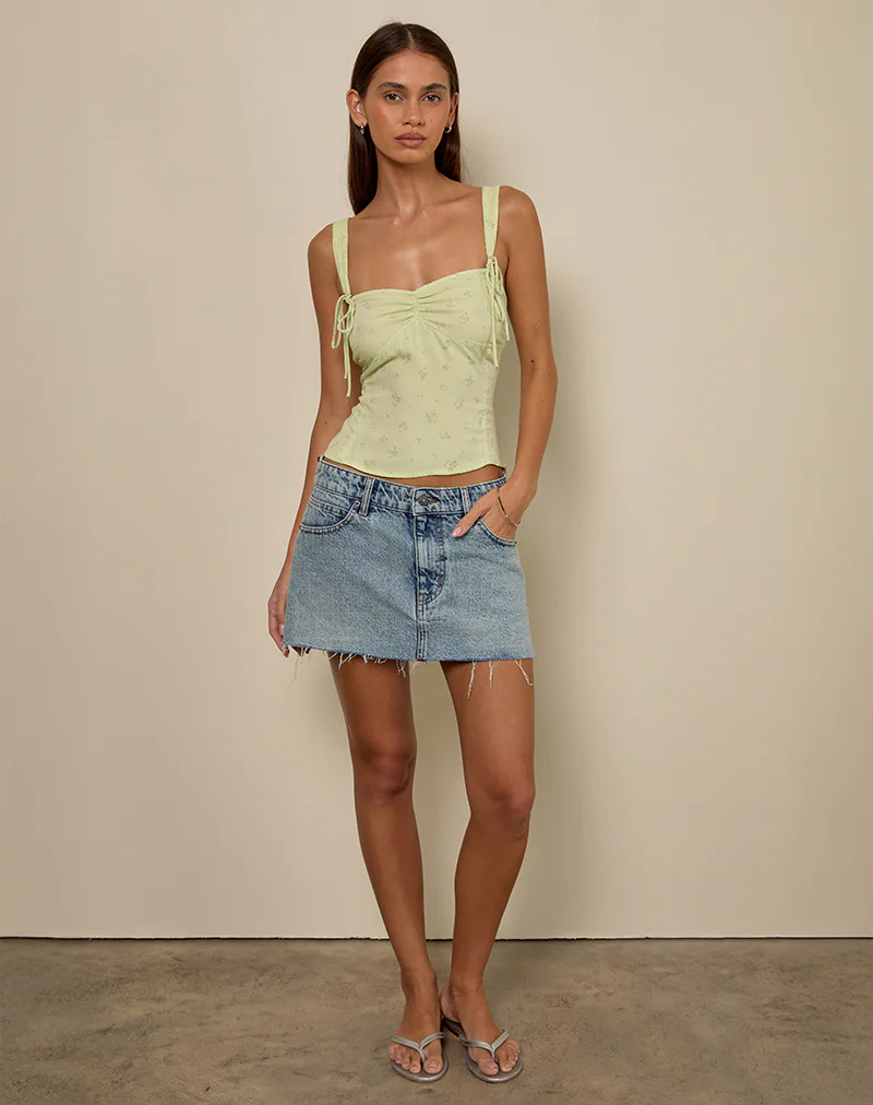 Tismia Top in Fun Ditsy Floral Lime - Image 3