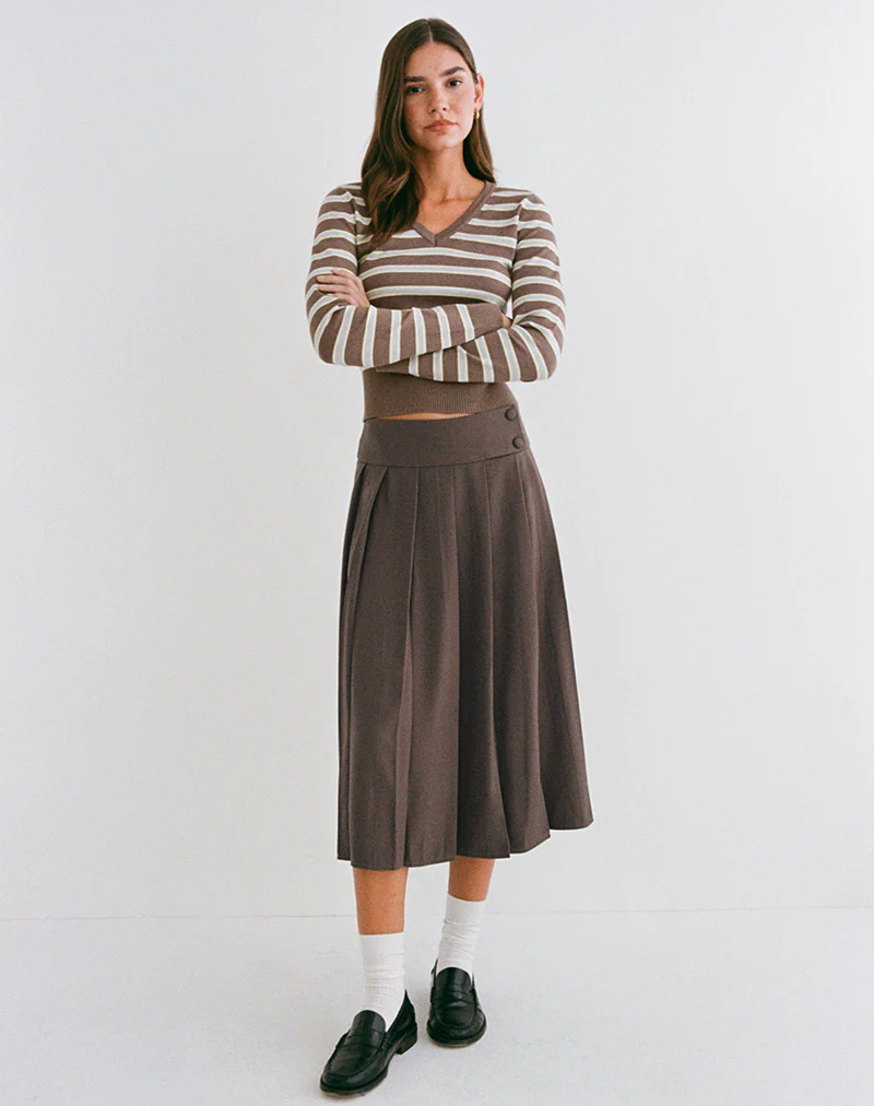 Tisrah Midi Skirt in Truffle - Image 4