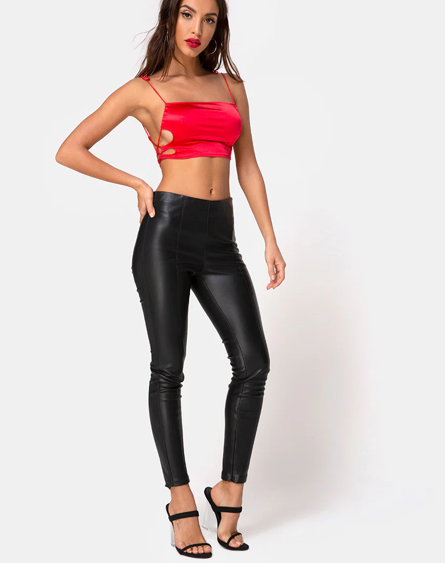Tisya Crop Top in Satin Red - Image 3