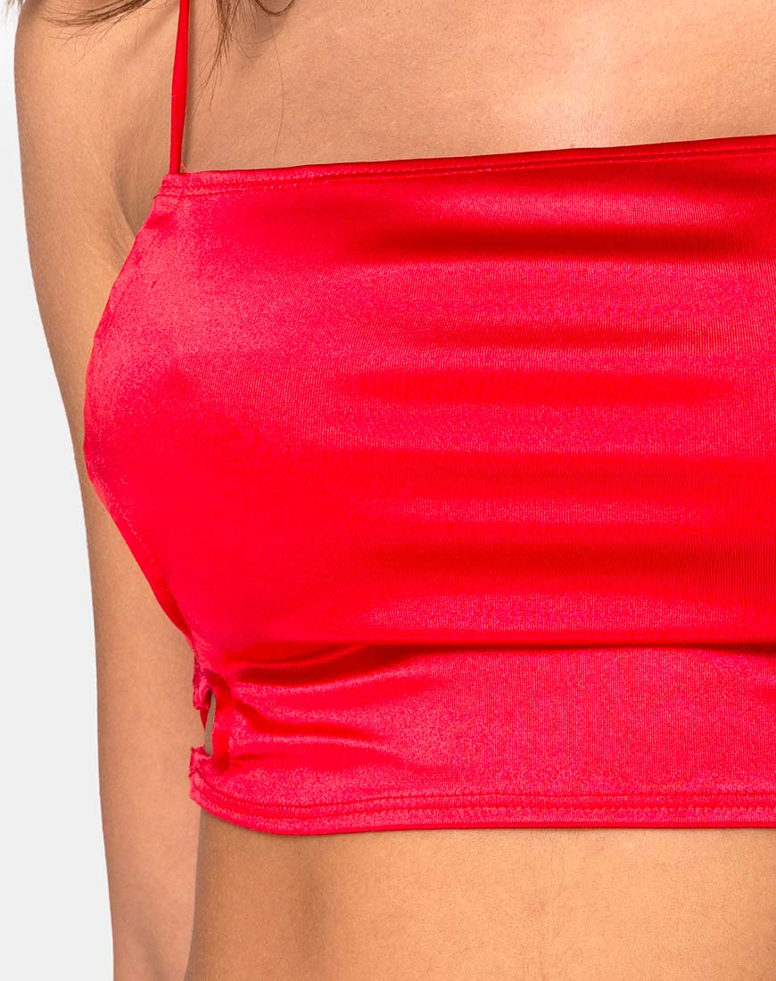 Tisya Crop Top in Satin Red - Image 5