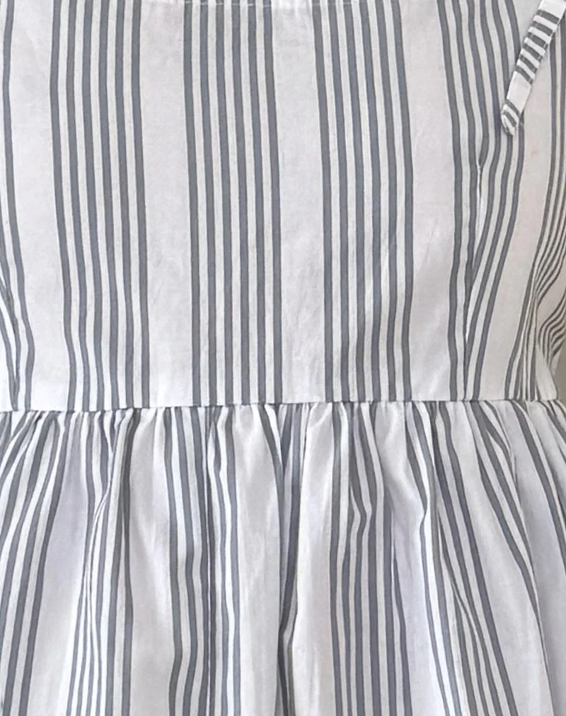 Tisyani Mini Dress in Vertical Grey Stripe - Image 5