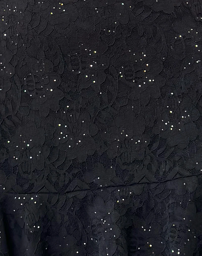 Tita Mini Dress in Black Sequin Lace - Image 6