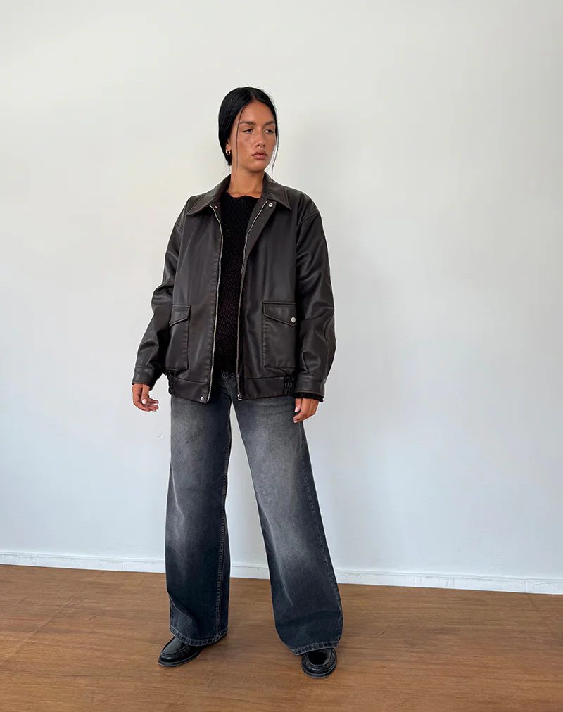 Tobias Jacket in PU Dark Chocolate - Image 5