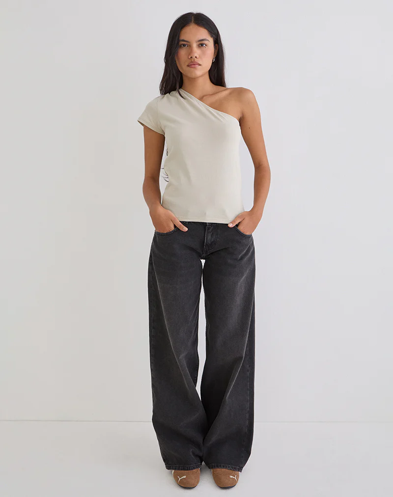 Tokiki One Shoulder Top in Jersey Ecru - Image 2