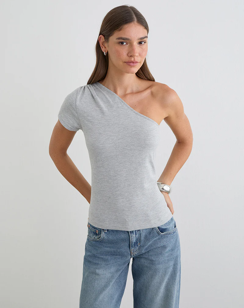 Tokiki One Shoulder Top in Jersey Misty - Image 4