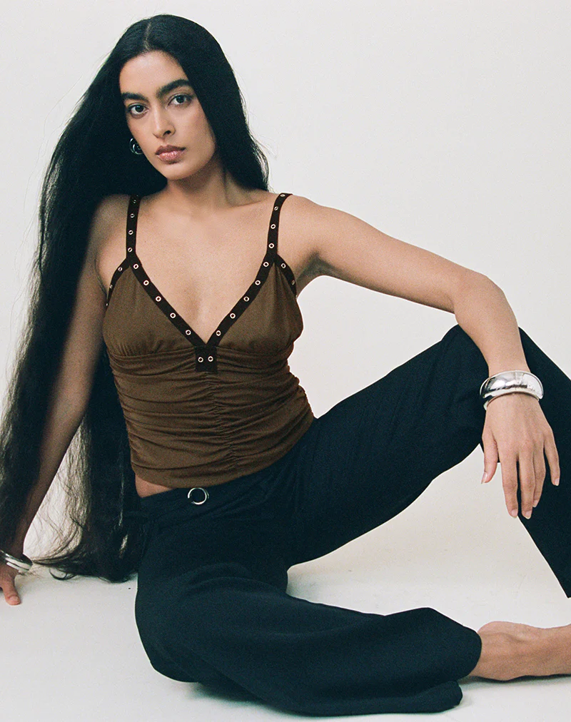Tolani Cami Top in Heavy Mesh Khaki - Image 6