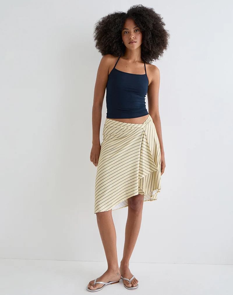 Tomoe Halter Neck Top in Rayon Jersey Navy - Image 3
