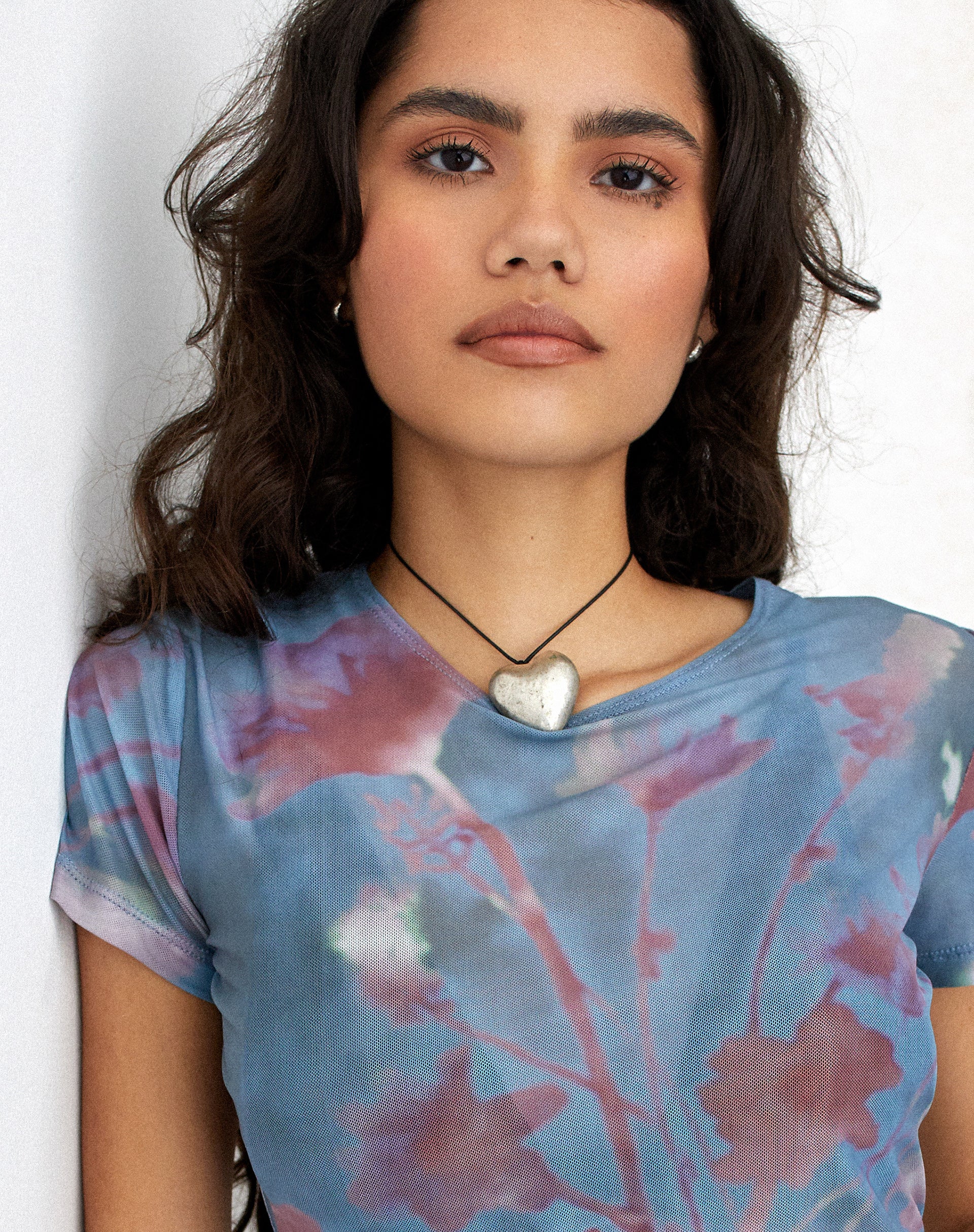 MOTEL X JACQUIE Tonia Printed Top in Lumen Mesh Blue - Image 2