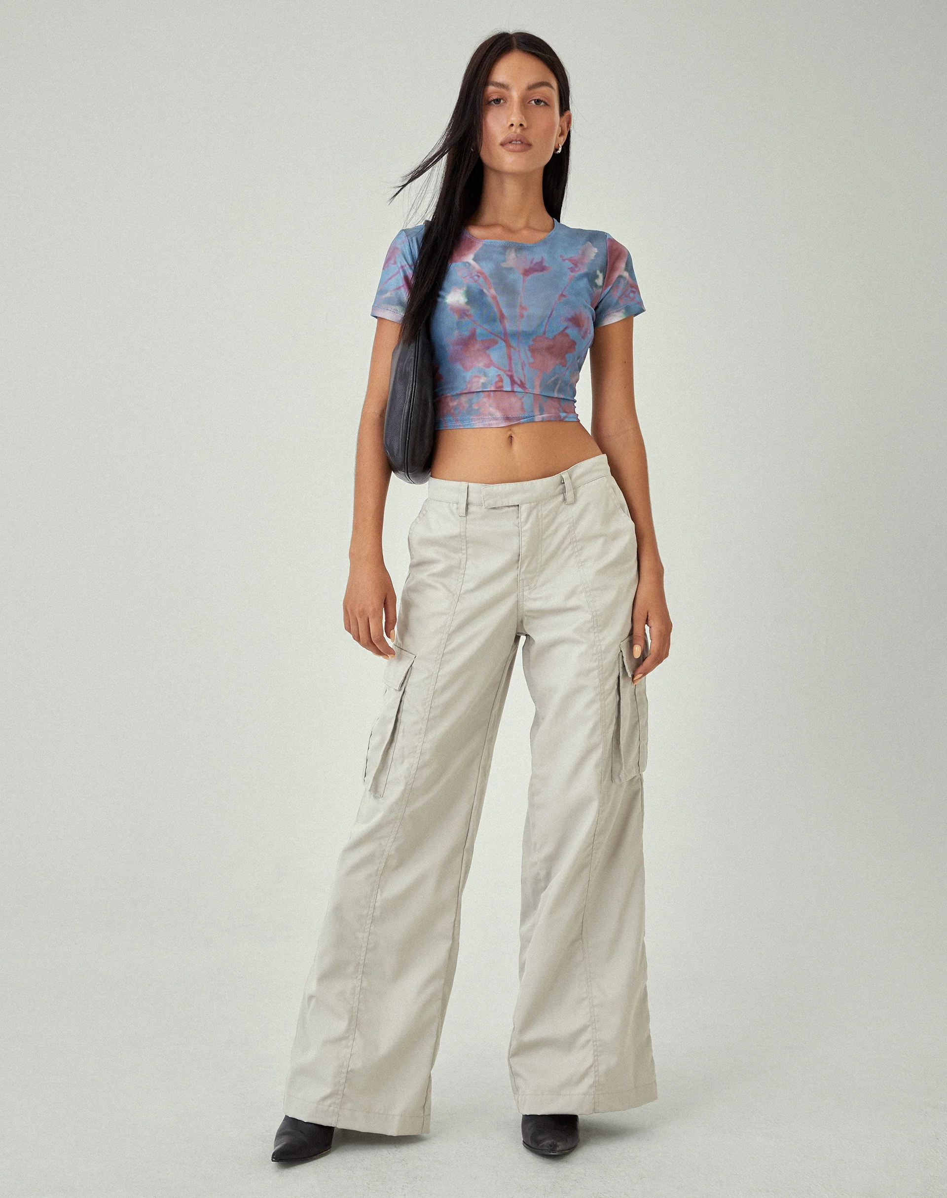 MOTEL X JACQUIE Tonia Printed Top in Lumen Mesh Blue - Image 4