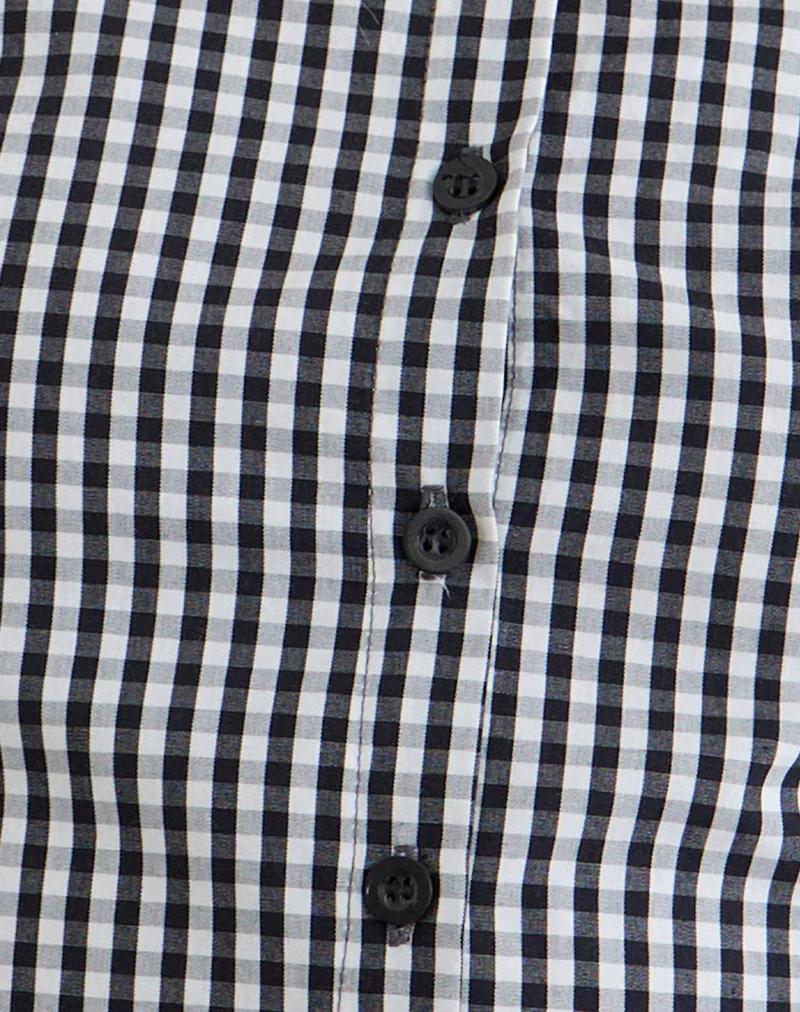 Topaz Blouse in Mini Gingham Grey - Image 7