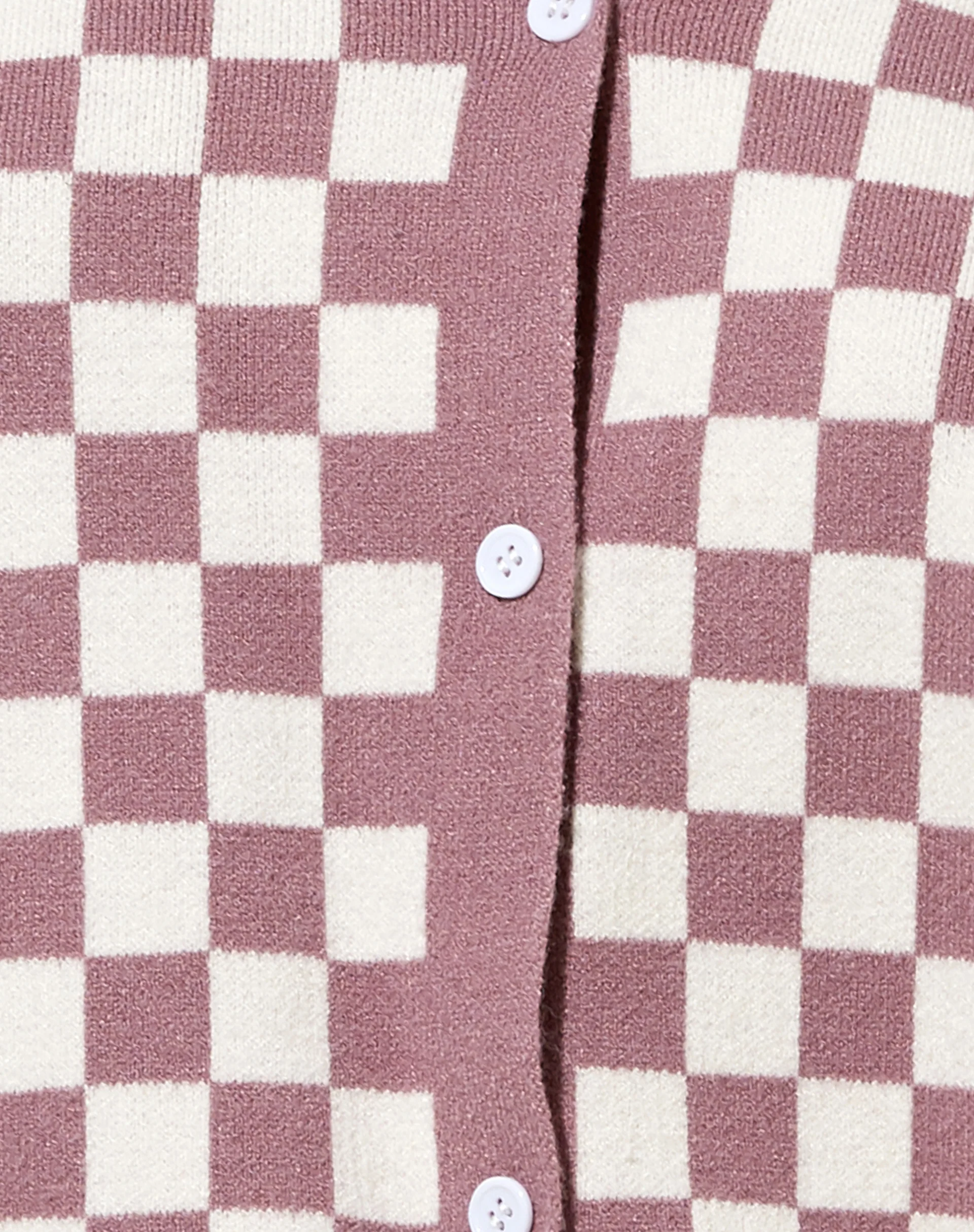 Topy Cardi in Check Lilac Cream - Image 5
