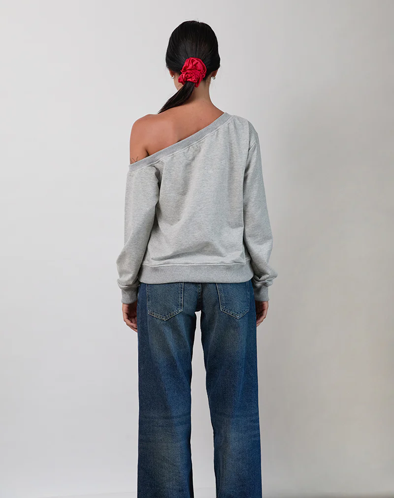 Toria Sweatshirt in Grey Marl with I Love WFH Graphic - Image 3