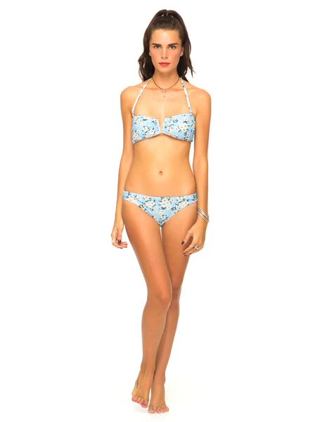 Tormaline Bandeau Bikini Top in Blue White Daisy - Image 3