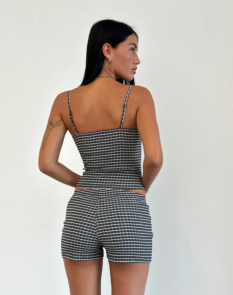 Totori Top in Crinkle Check Black Grey - Image 4