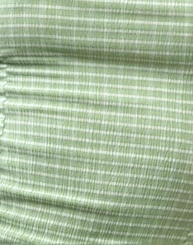 Totori Top in Crinkle Check Sage - Image 6