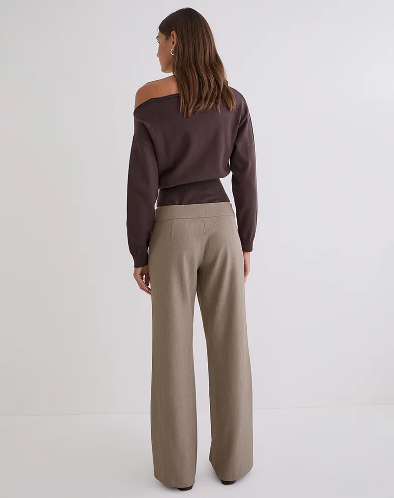 Tova Tie Tailoring Trouser in Khaki Beige - Image 5