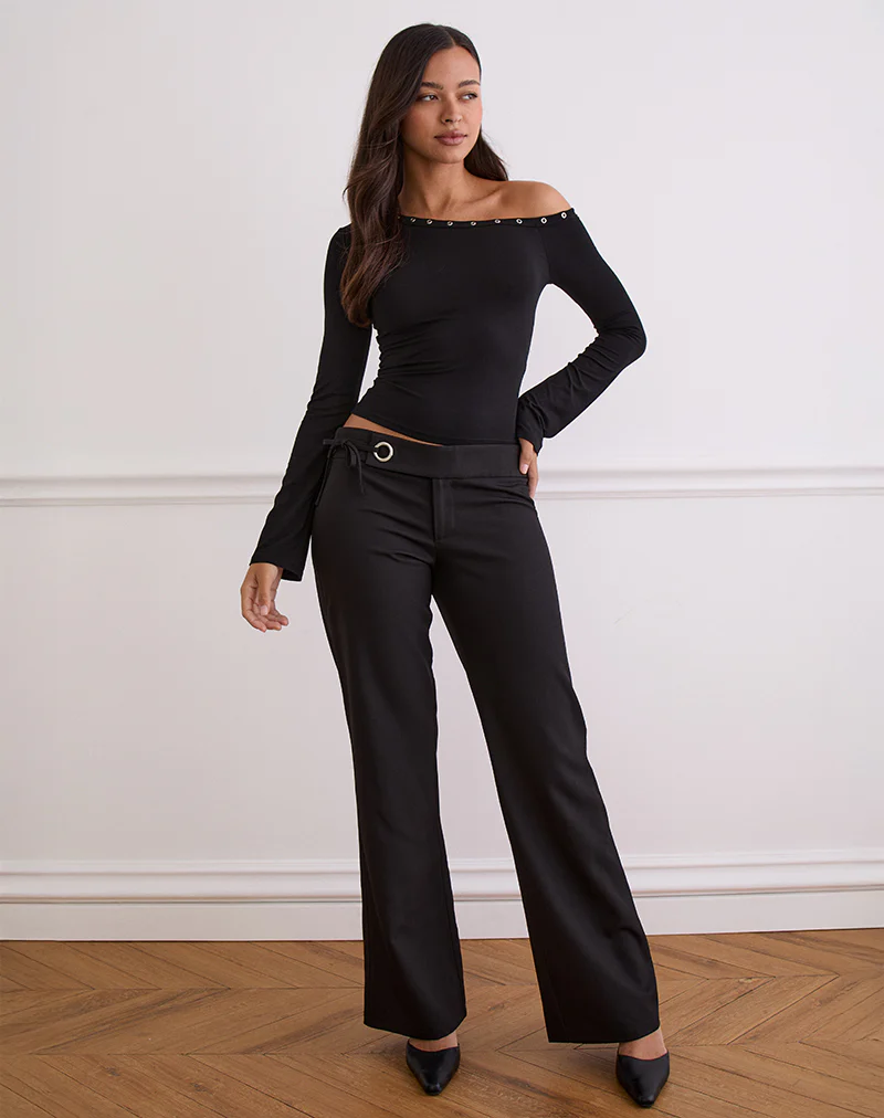 Tova Tie Tailoring Trousers in Black - Image 2