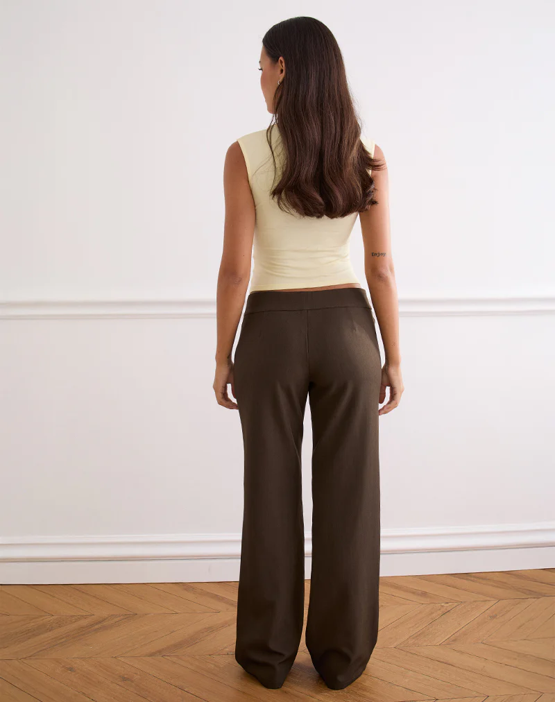 Tova Tie Tailoring Trousers in Chocolate - Image 5