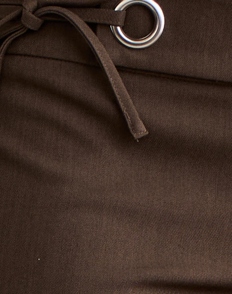 Tova Tie Tailoring Trousers in Chocolate - Image 6