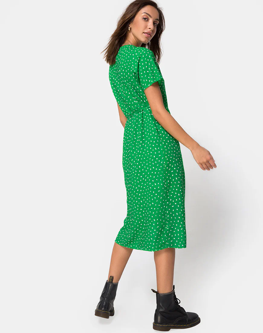 Trasti Wrap Dress in Mini Diana Dot Green - Image 2