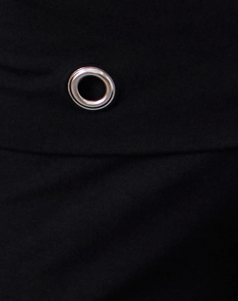 Travis Foldover Trouser in Black with Eyelets - Image 5
