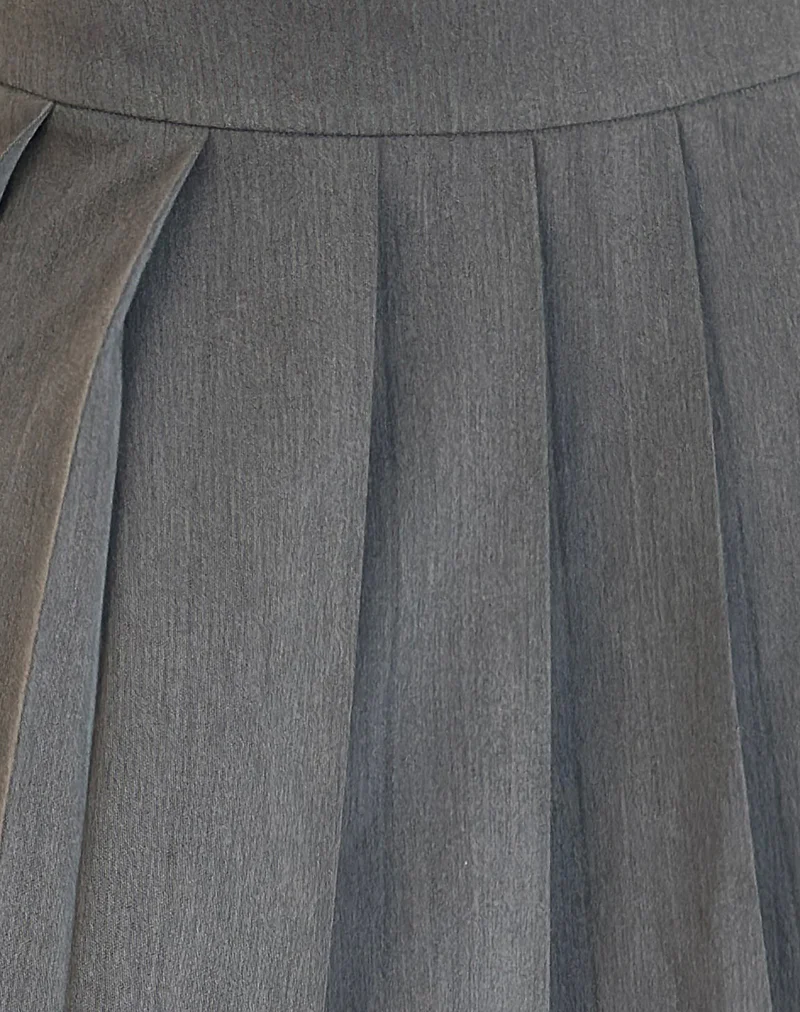 Trisma Pleated Midi Skirt in Charcoal Grey - Image 5