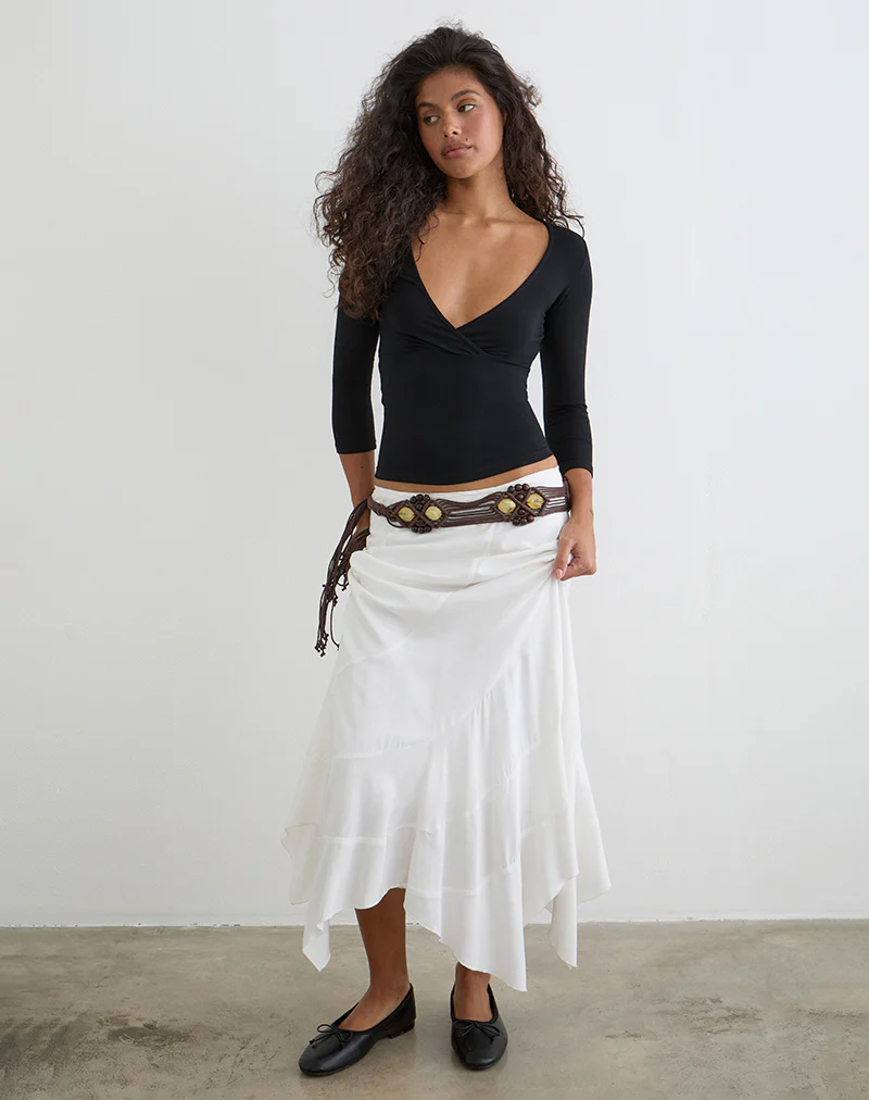 Trudis Wrap Top in Jersey Black - Image 3