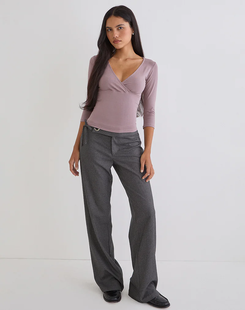 Trudis Wrap Top in Jersey Dusty Mauve - Image 4