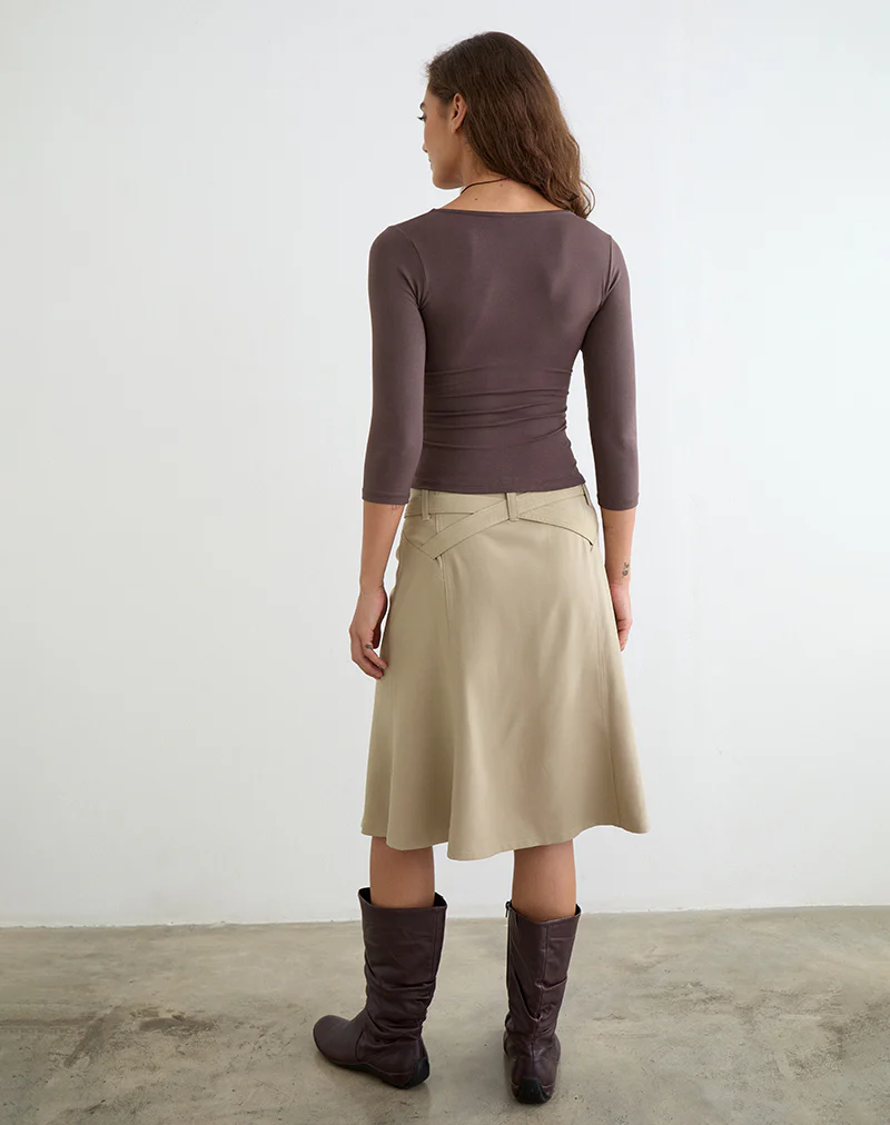 Trudis Wrap Top in Rayon Jersey Peppercorn - Image 3